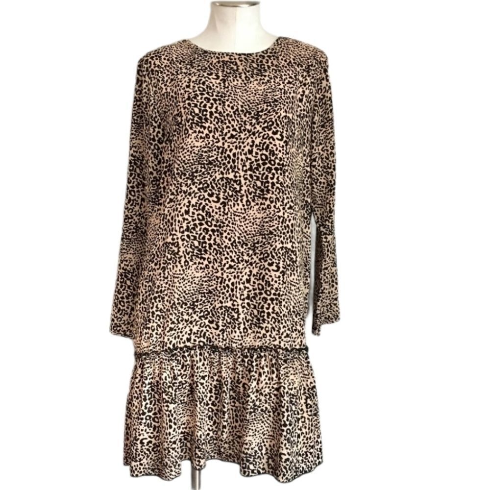 Allison Joy Evereve Long Sleeve Leopard Print Dress S